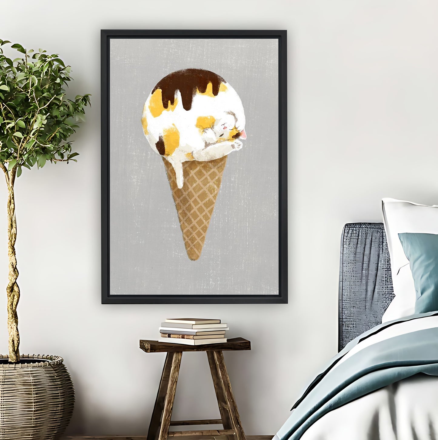 Cute Cat on Ice Cream Cone Art Print|Liberty Signs #L806