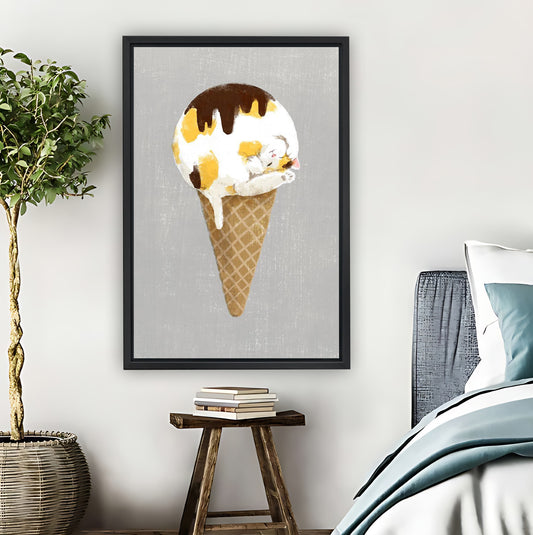 Cute Cat on Ice Cream Cone Art Print|Liberty Signs #L806