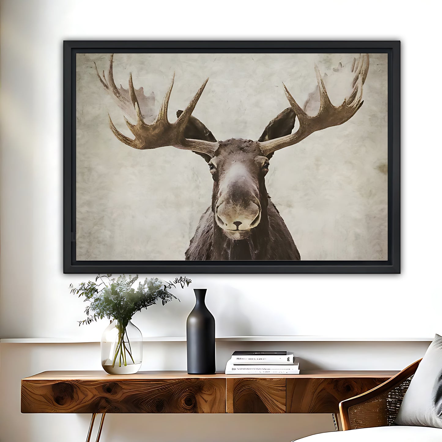 Vintage Moose Head Portrait Rustic Wall Art|Liberty Signs #L546