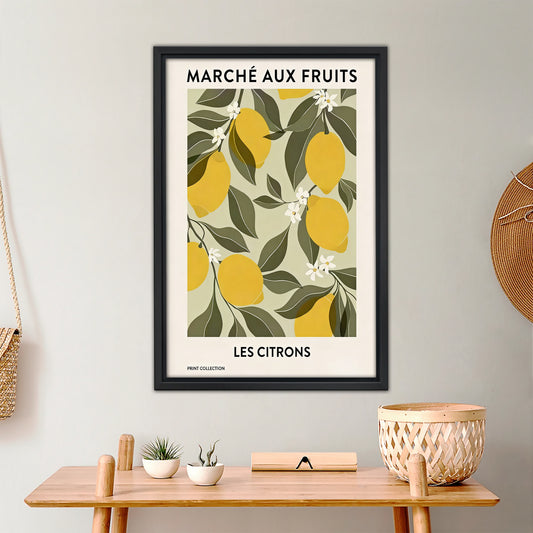 French Lemon Market Art Print - Vintage Botanical Kitchen Wall Decor|Liberty Signs #L441