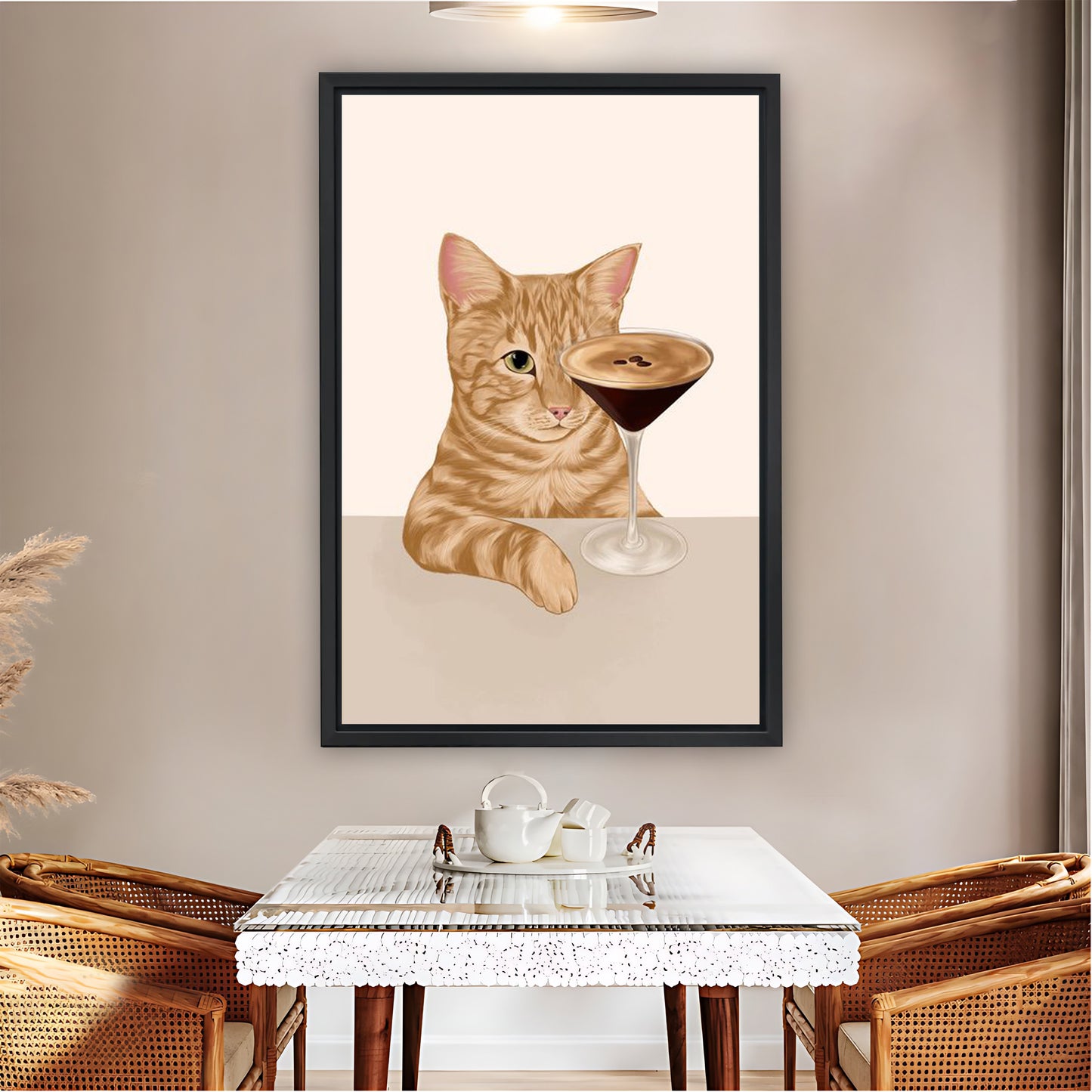 Retro Cat Cocktail Floral Art Print| Liberty Signs #L1532