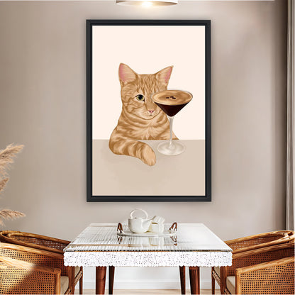 Retro Cat Cocktail Floral Art Print| Liberty Signs #L1532