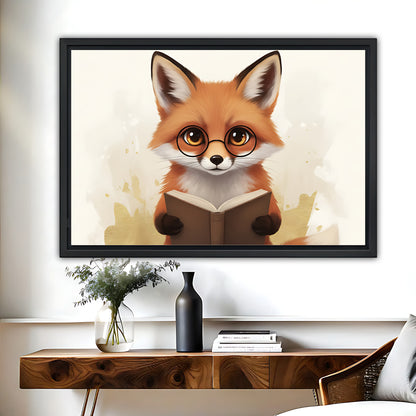 Reading Fox with Glasses Canvas Wall Art - Cute Animal Nursery Decor| Liberty Signs #L307