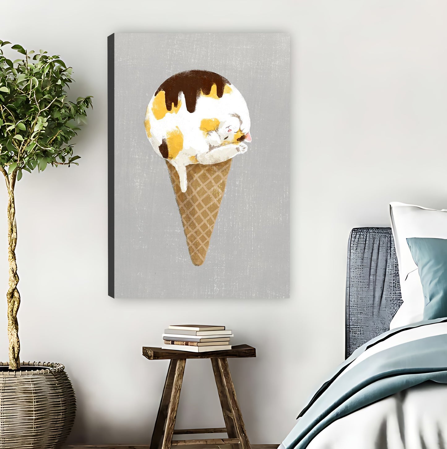 Cute Cat on Ice Cream Cone Art Print|Liberty Signs #L806
