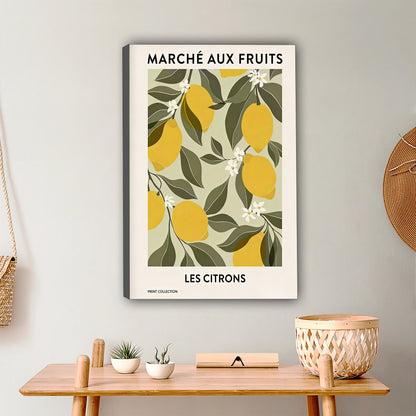 French Lemon Market Art Print - Vintage Botanical Kitchen Wall Decor|Liberty Signs #L441