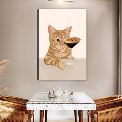 Retro Cat Cocktail Floral Art Print| Liberty Signs #L1532