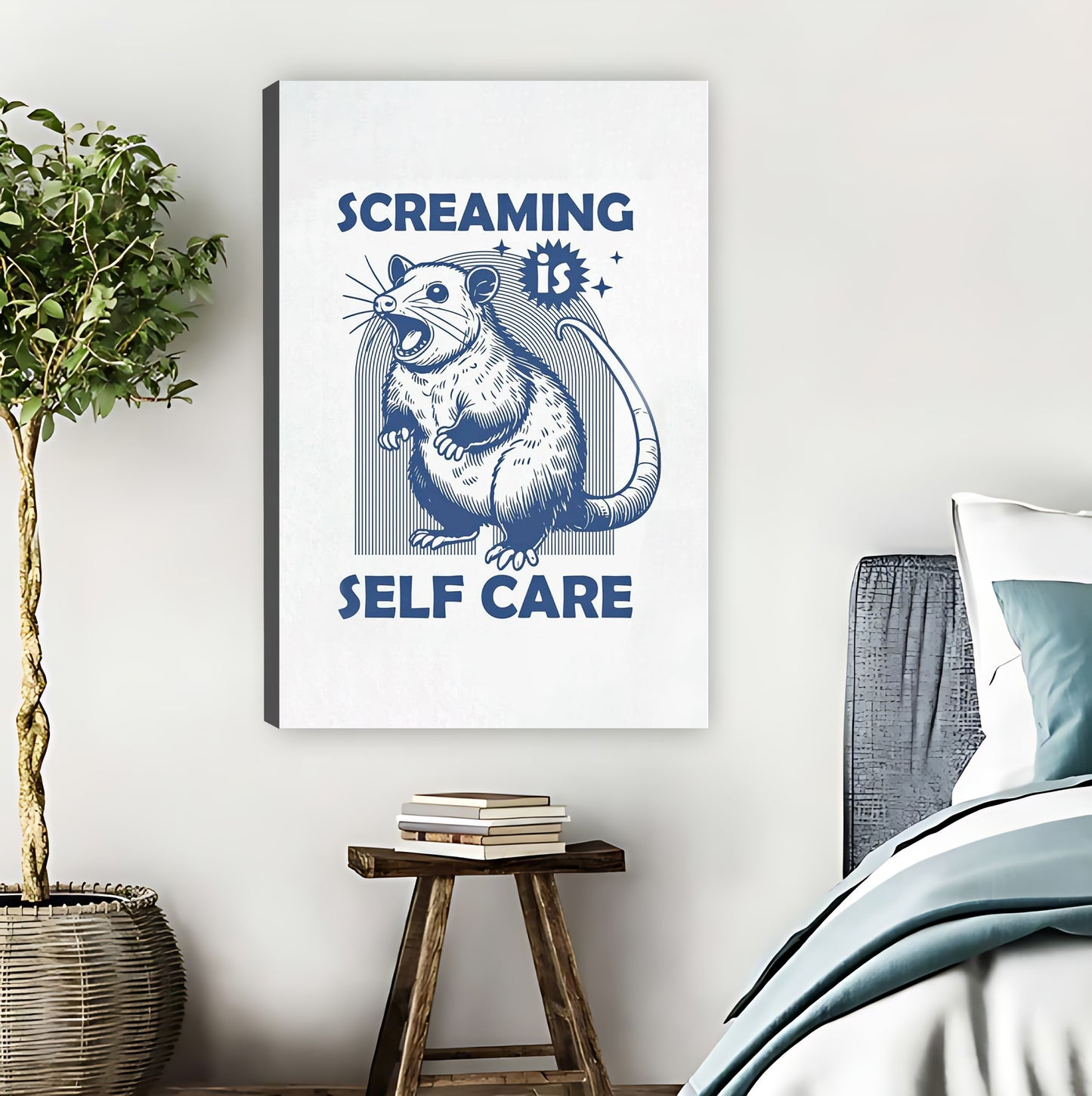 "Screaming is Self Care" Funny Rat Wall Art Print| Liberty Signs #L1554