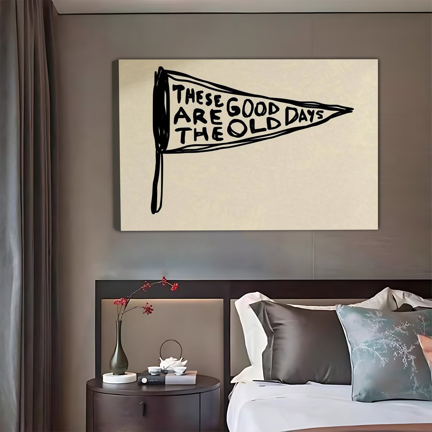"These Are Good Old Days" Retro Pennant Typography Wall Art| Liberty Signs #L885