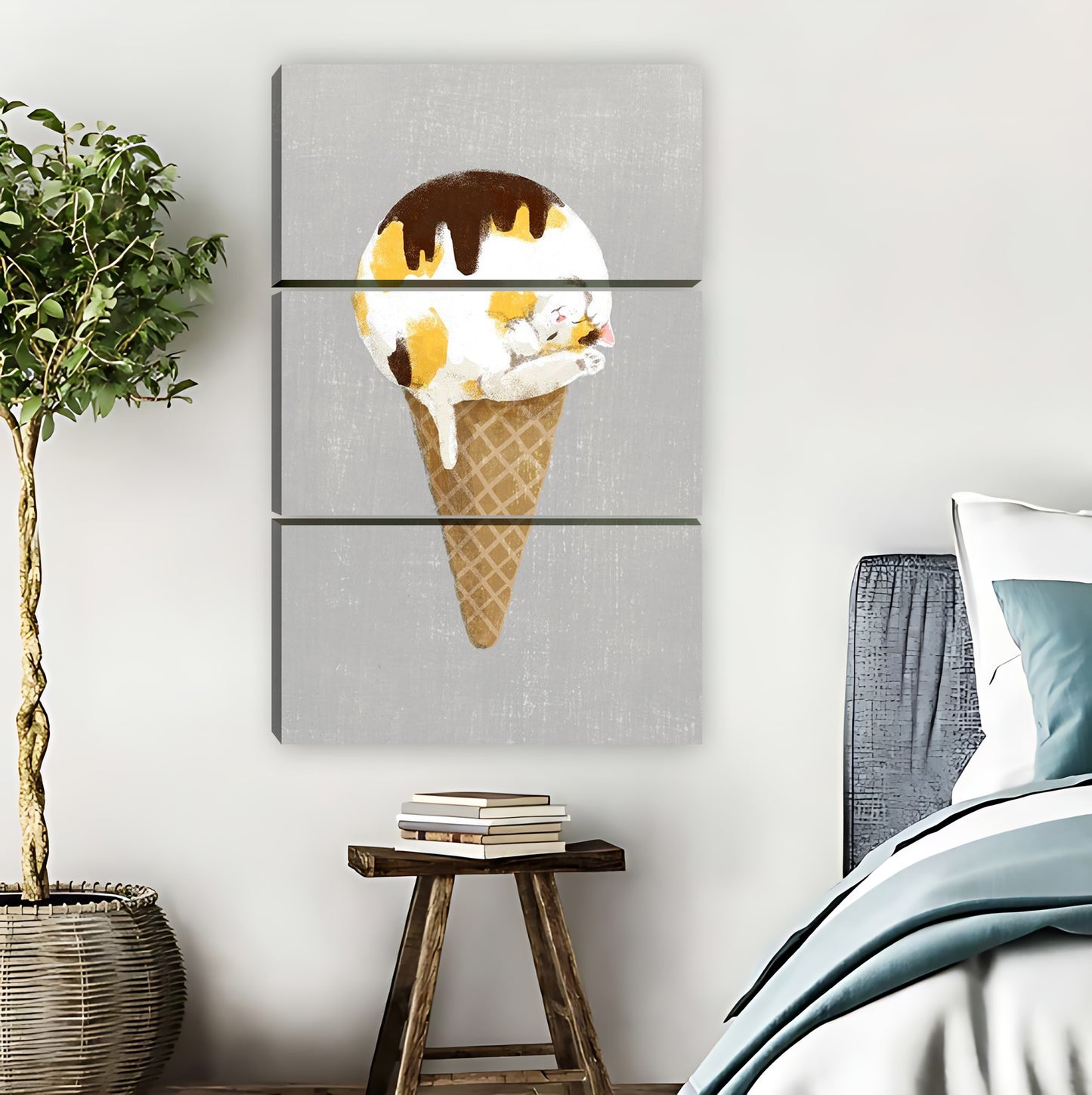Cute Cat on Ice Cream Cone Art Print|Liberty Signs #L806