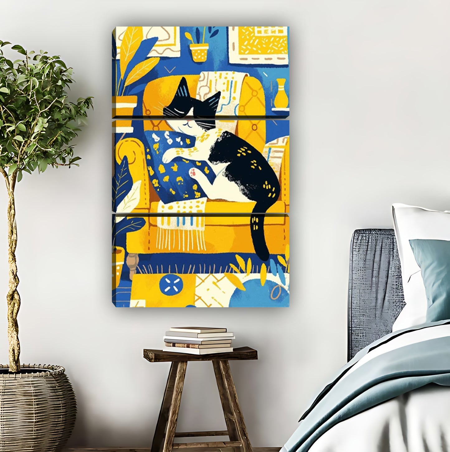 Retro Cat on Yellow Couch Mid-Century Modern Wall Art|Liberty Signs #L823
