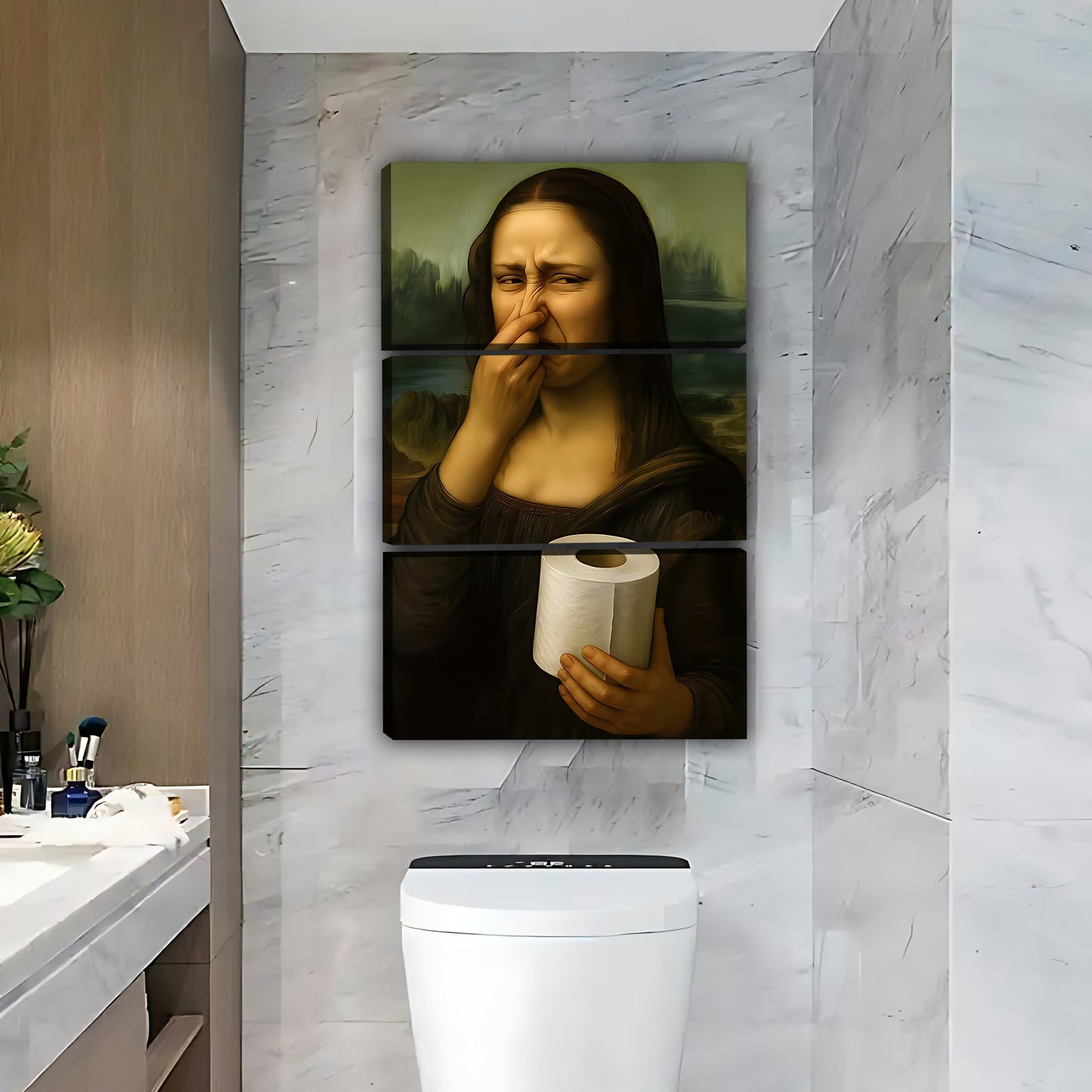 Funny Mona Lisa Toilet Paper Bathroom Wall Art|Liberty Signs #L558