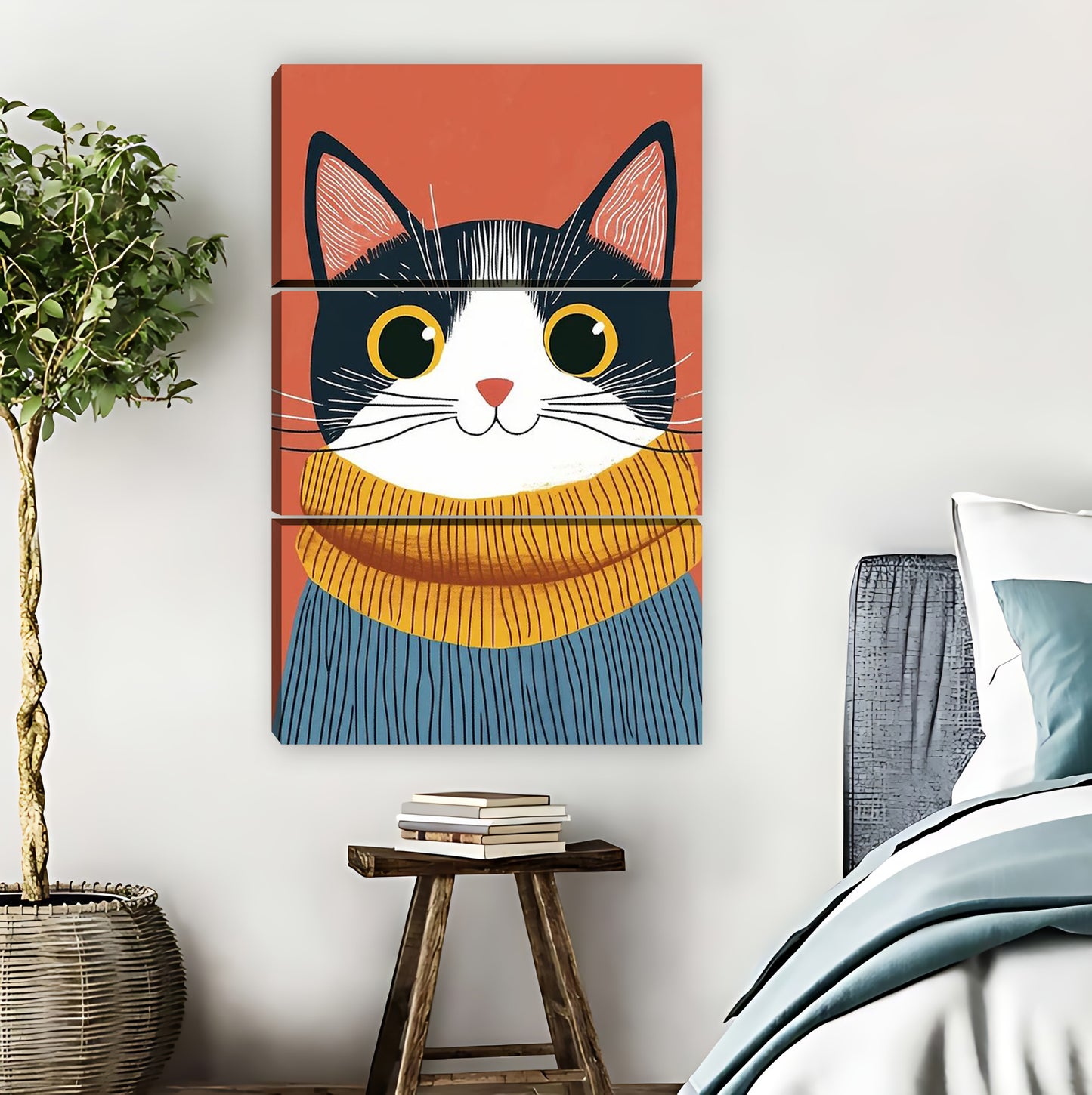 Cat in Yellow Turtleneck Cozy Portrait Wall Art|Liberty Signs #L863