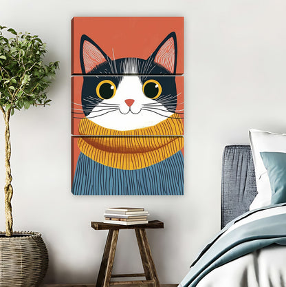 Cat in Yellow Turtleneck Cozy Portrait Wall Art|Liberty Signs #L863