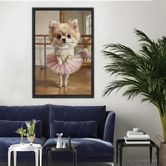 Pomeranian Ballerina Canvas Wall Art - Cute Dog in Pink Tutu Print| Liberty Signs #L291