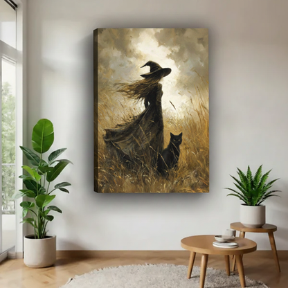 Dark witch gothic canvas art print no frame gallery wrap — moody fantasy wall decor for living room