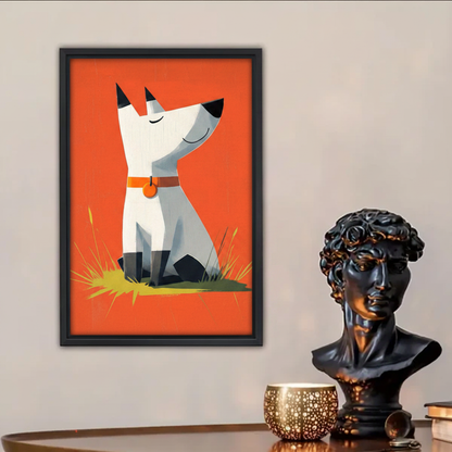 Geometric White Dog Wall Art Print – Framed Canvas l2020