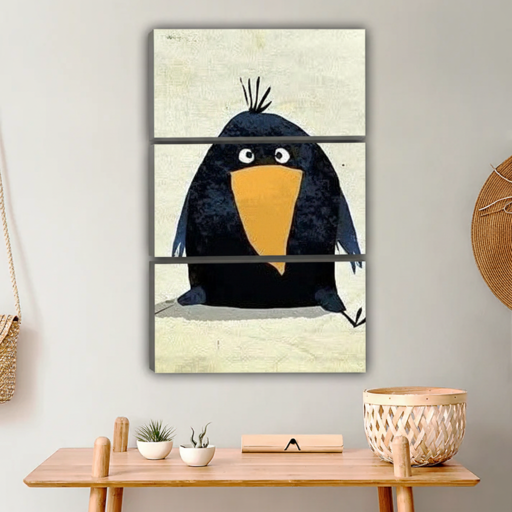 Cute Black Bird with Orange Beak Wall Art Print|Liberty Signs #L651