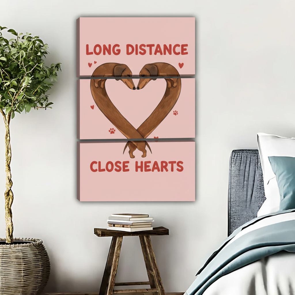 Long Distance Close Hearts Dachshund Art - Love Print|Liberty Signs #L462