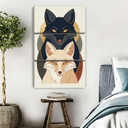 Dual Fox Art Print - Modern Geometric Animal Wall Decor|Liberty Signs #L450