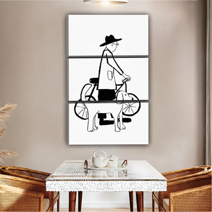 Pet Lover Minimalist Wall Art – Man Cycling with Dog Line Drawing|Liberty Signs #L519