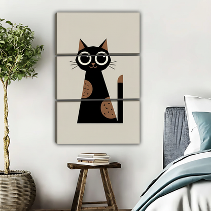 Minimalist Black Cat Art Print - Modern Geometric Wall Decor|Liberty Signs #L436