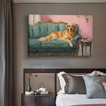 Golden Retriever Lounge Art Print - Sophisticated Dog Wall Decor|Liberty Signs #L424