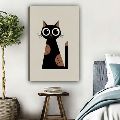 Minimalist Black Cat Art Print - Modern Geometric Wall Decor|Liberty Signs #L436