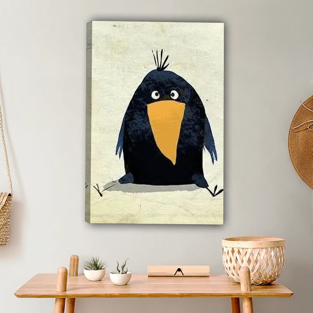 Cute Black Bird with Orange Beak Wall Art Print|Liberty Signs #L651