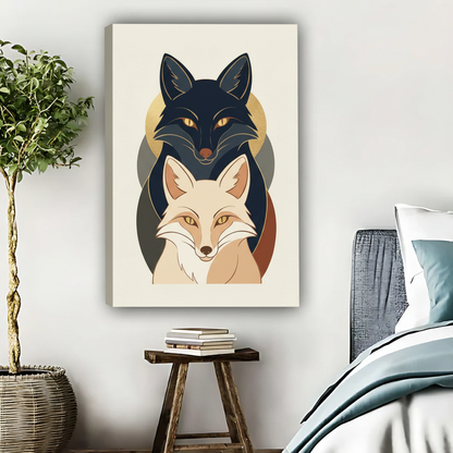 Dual Fox Art Print - Modern Geometric Animal Wall Decor|Liberty Signs #L450