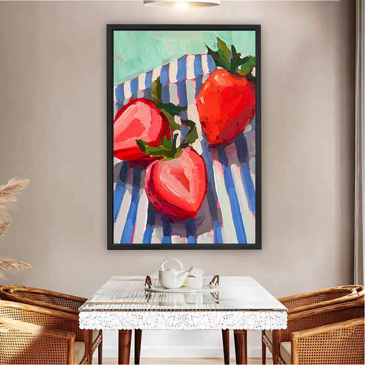 Fresh Strawberries Oil Painting — Colorful Kitchen Wall Art| Liberty Signs#L952