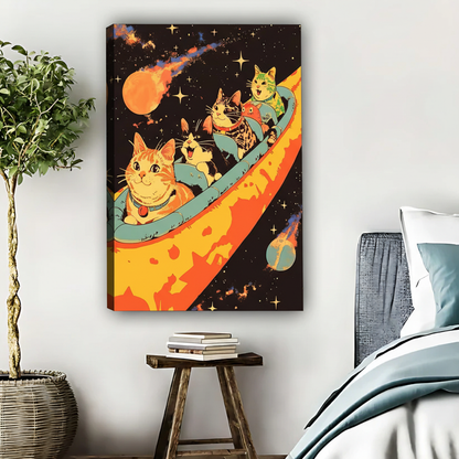 Space Cats Taco Rocket Wall Art - Funny Cosmic Animal Print|Liberty Signs #L610