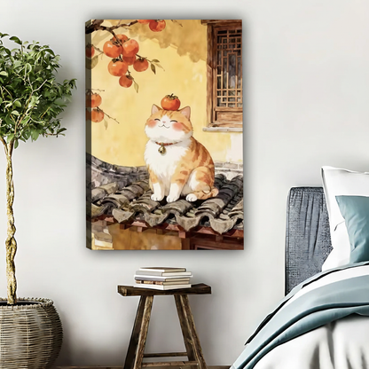 Orange Cat on Roof Wall Art - Asian Inspired Cat Print|Liberty Signs #L528