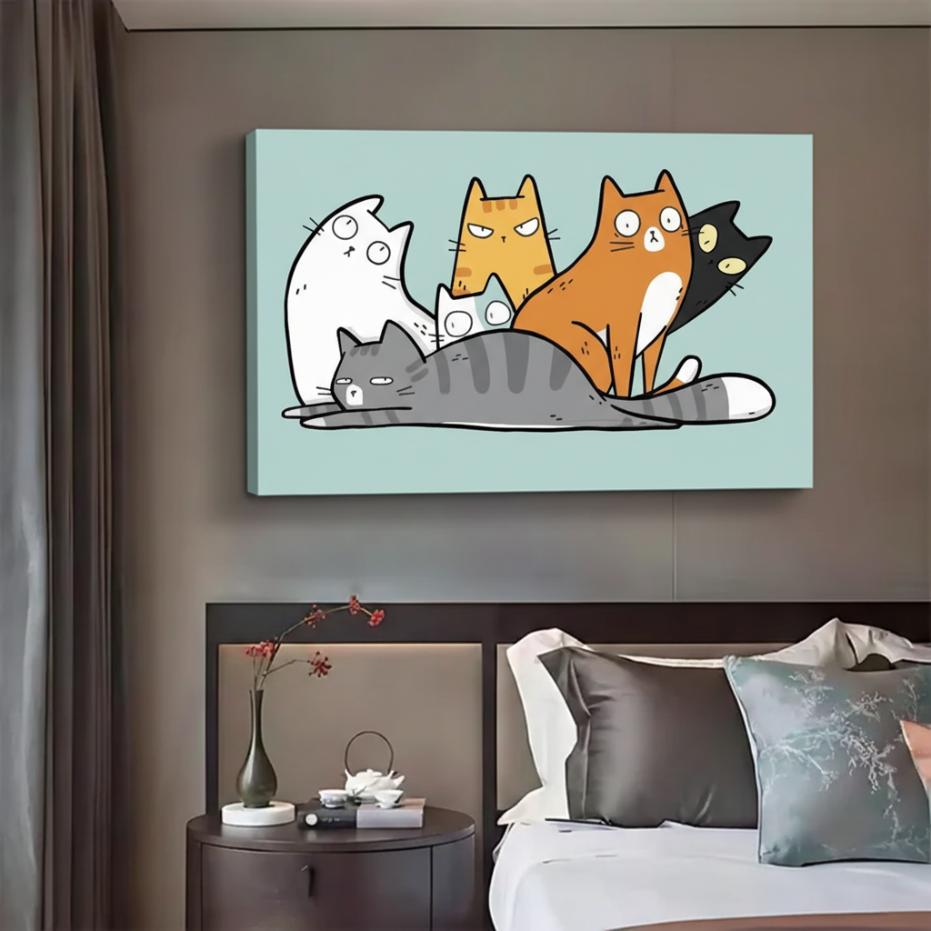 Lazy Cats Art Print - Cute Minimalist Feline Illustration|Liberty Signs #L620