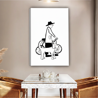 Pet Lover Minimalist Wall Art – Man Cycling with Dog Line Drawing|Liberty Signs #L519