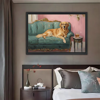 Golden Retriever Lounge Art Print - Sophisticated Dog Wall Decor|Liberty Signs #L424