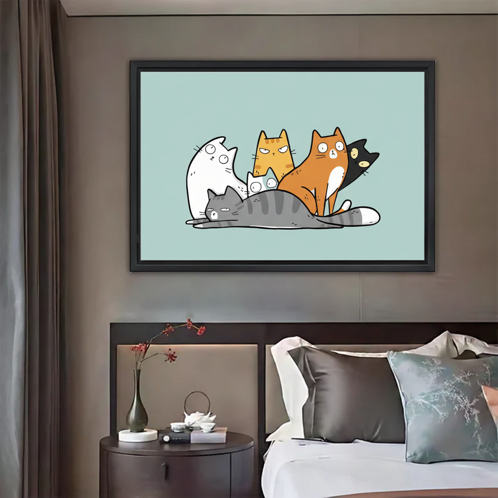 Lazy Cats Art Print - Cute Minimalist Feline Illustration|Liberty Signs #L620