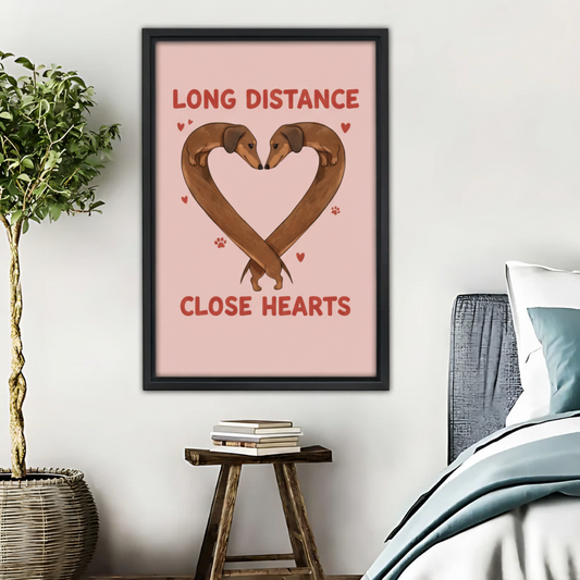 Long Distance Close Hearts Dachshund Art - Love Print|Liberty Signs #L462