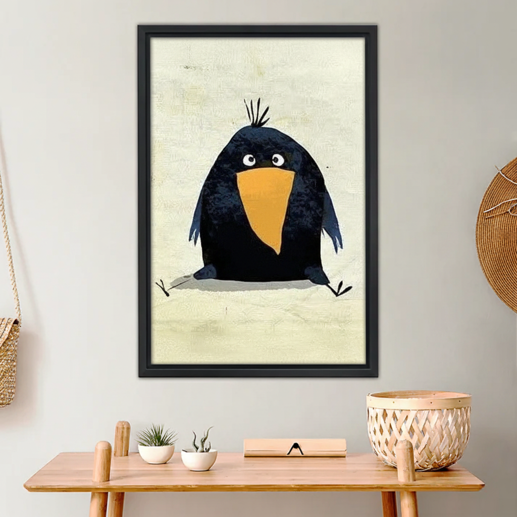 Cute Black Bird with Orange Beak Wall Art Print|Liberty Signs #L651