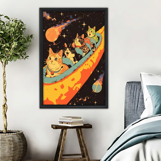 Space Cats Taco Rocket Wall Art - Funny Cosmic Animal Print|Liberty Signs #L610