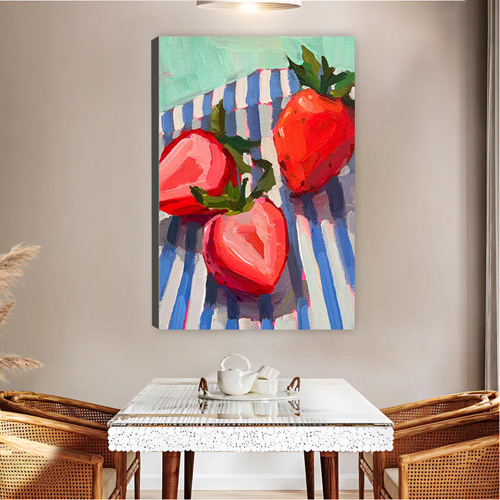 Fresh Strawberries Oil Painting — Colorful Kitchen Wall Art| Liberty Signs#L952