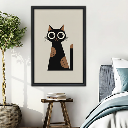 Minimalist Black Cat Art Print - Modern Geometric Wall Decor|Liberty Signs #L436