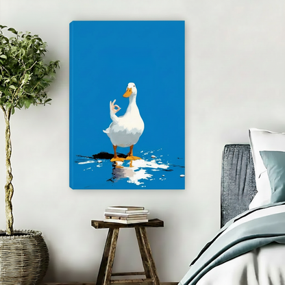 Funny Zen Duck OK Gesture Pop Art Wall Print Framed l2040