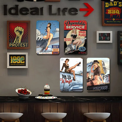8x12 Pin-Up Girl Metal Sign – Retro Tin Wall Art for Garage & Bar Decor | Liberty Signs #ZH3005