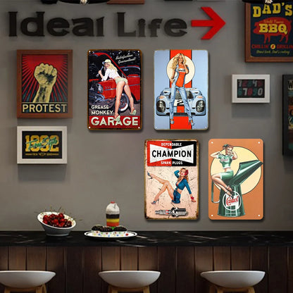 8x12 Pin-Up Girl Metal Sign – Retro Tin Wall Art for Garage & Bar Decor | Liberty Signs #ZH3001