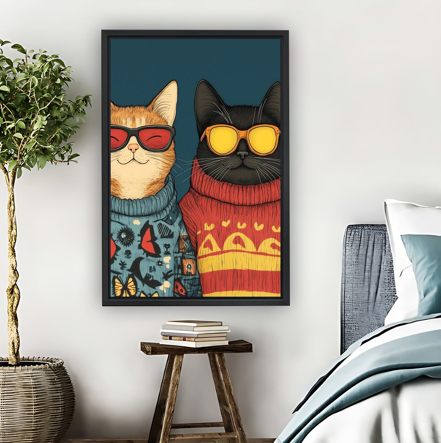 Cool Cats in Sunglasses & Sweaters Funny Wall Art Print|Liberty Signs #L824