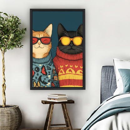 Cool Cats in Sunglasses & Sweaters Funny Wall Art Print|Liberty Signs #L824