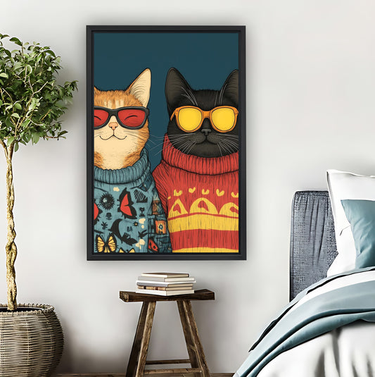 Cool Cats in Sunglasses & Sweaters Funny Wall Art Print|Liberty Signs #L824