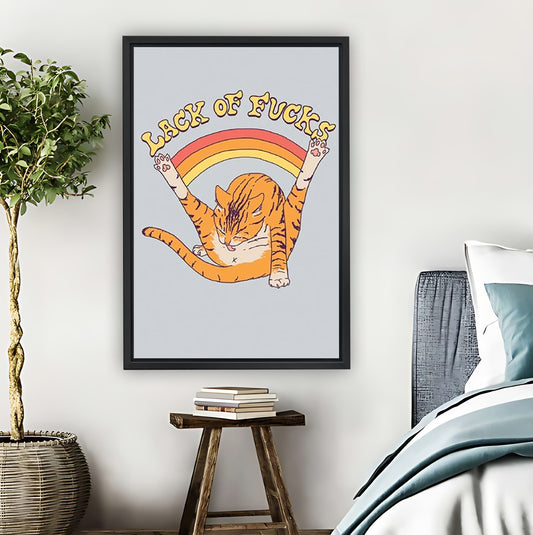 "Lack of Fucks" Cat with Rainbow Funny Sassy Wall Art|Liberty Signs #L879