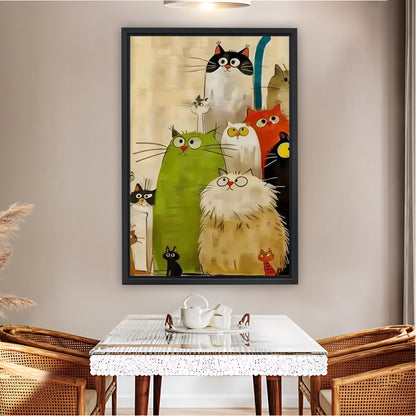 Playful Whimsical Cat Family Group Wall Art Print| Liberty Signs #L1577