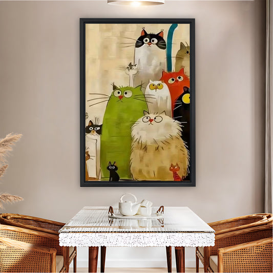 Playful Whimsical Cat Family Group Wall Art Print| Liberty Signs #L1577